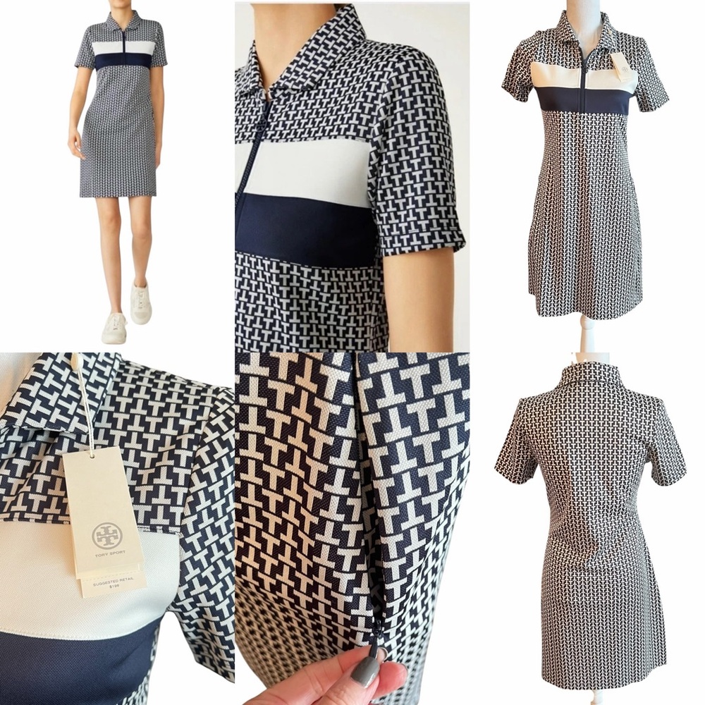 SOLD Tory Burch Sport JACQUARD COLOR BLOCK DRESS Tennis Golf SMALL NEW WITH TAGS - Picture 3 of 12